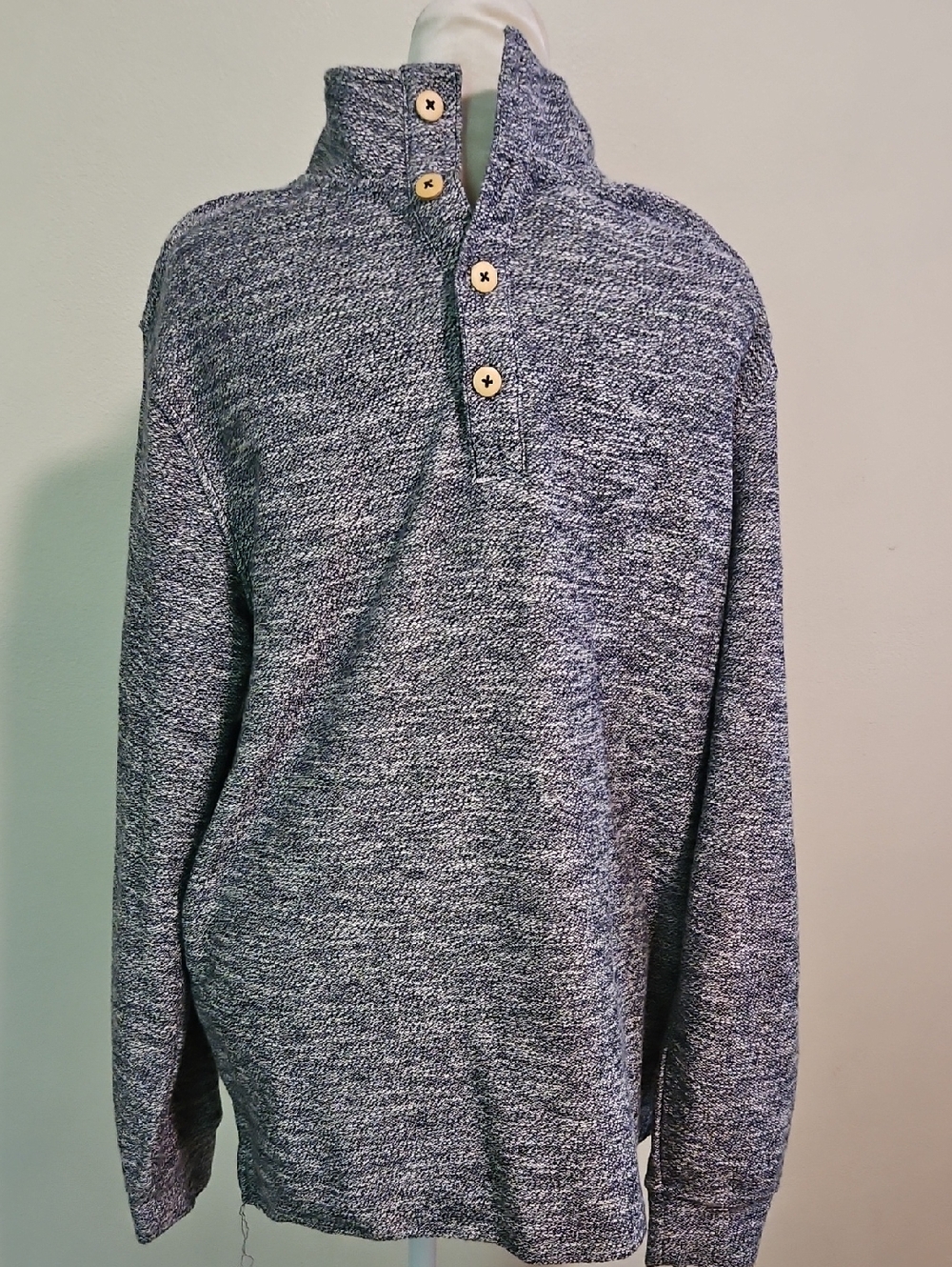 EvenTide Men's Heather Gray Button-Neck Sweater L NWT
